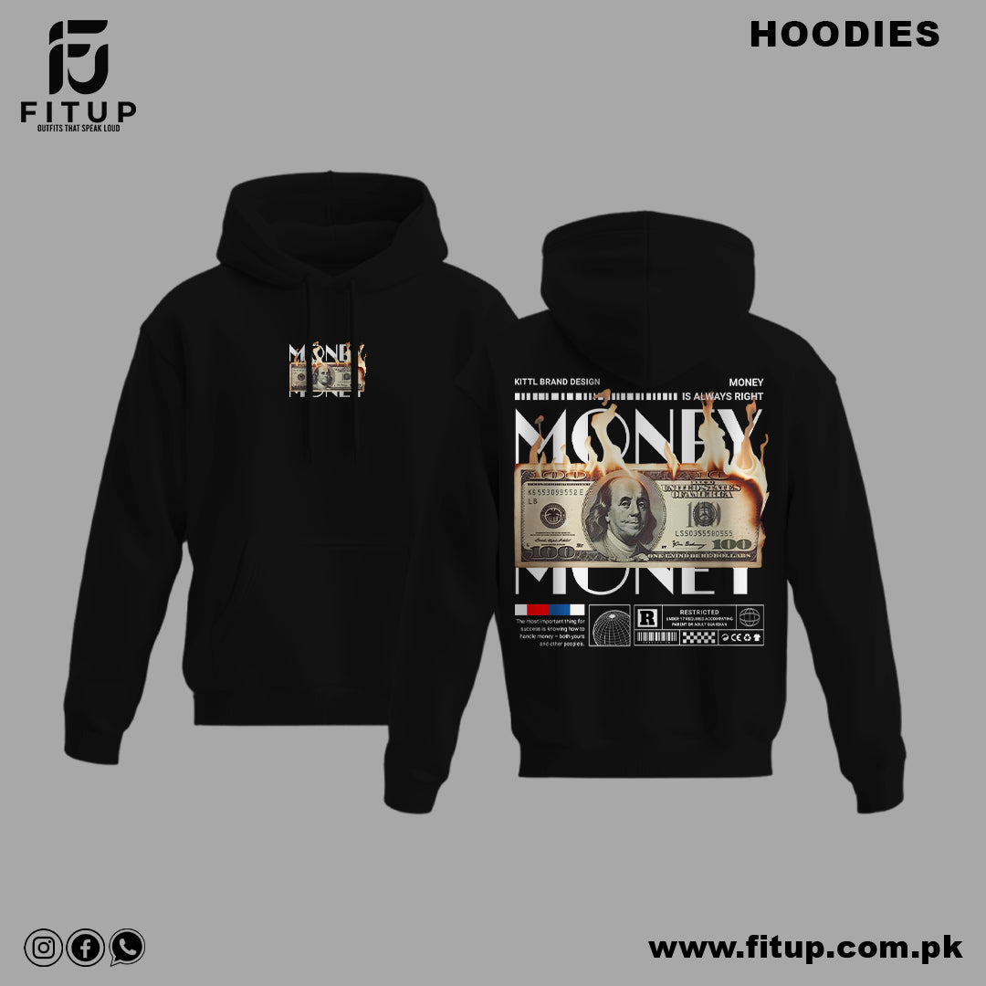 Make a statement with the "Money Is Always Right Graphic Hoodie" by Fitup. Featuring a bold and thought-provoking design, this hoodie is perfect for those who value hustle and ambition. Crafted from premium-quality fabric, it offers unmatched comfort and durability for everyday wear. Stay stylish and driven with Fitup!