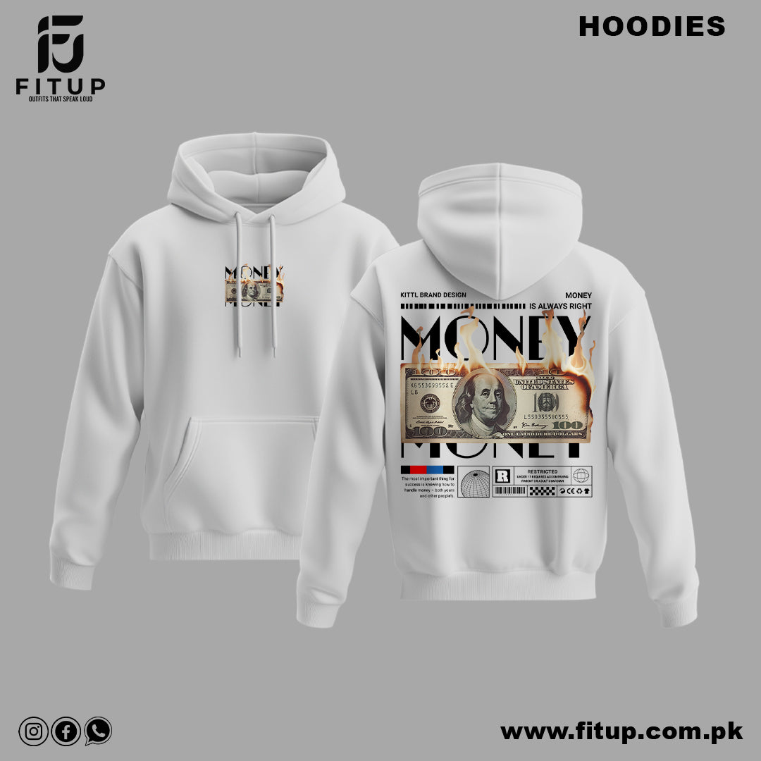 Make a statement with the "Money Is Always Right Graphic Hoodie" by Fitup. Featuring a bold and thought-provoking design, this hoodie is perfect for those who value hustle and ambition. Crafted from premium-quality fabric, it offers unmatched comfort and durability for everyday wear. Stay stylish and driven with Fitup!