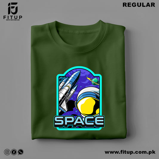 Blast off in style with the "Astronaut Spaceship Regular T-Shirt" by Fitup. This space t-shirt showcases an iconic astronaut and spaceship design, capturing the thrill of cosmic exploration. Designed for everyday wear, this regular t-shirt combines timeless comfort with out-of-this-world flair.