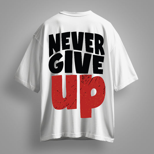 Never Give Up - Streetwear Oversized T-Shirt by Fitup is a bold statement of resilience and style. Designed for those who stand tall through challenges, this oversized t-shirt blends inspiration with street fashion. Whether you're hitting the streets or just want to make a powerful impression, this Never Give Up t-shirt from Fitup delivers unmatched comfort and motivation. A must-have urban style t-shirt for anyone who lives to explore life with confidence.
