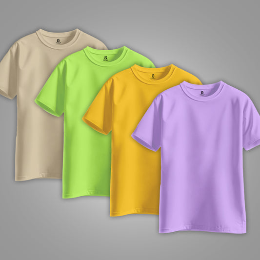 Upgrade your essentials with the Pack of 4 Regular Basic Tee by Fitup. These high-quality plain t-shirts offer a clean, minimal look with a free regular fit that ensures all-day comfort. Whether you're heading out or staying casual, these regular t-shirts are perfect for everyday wear. This&nbsp;basic tee combo from Fitup is a must-have for anyone who values style and simplicity.