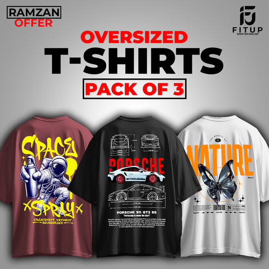 Pack of 3 Oversized Graphic T-Shirts